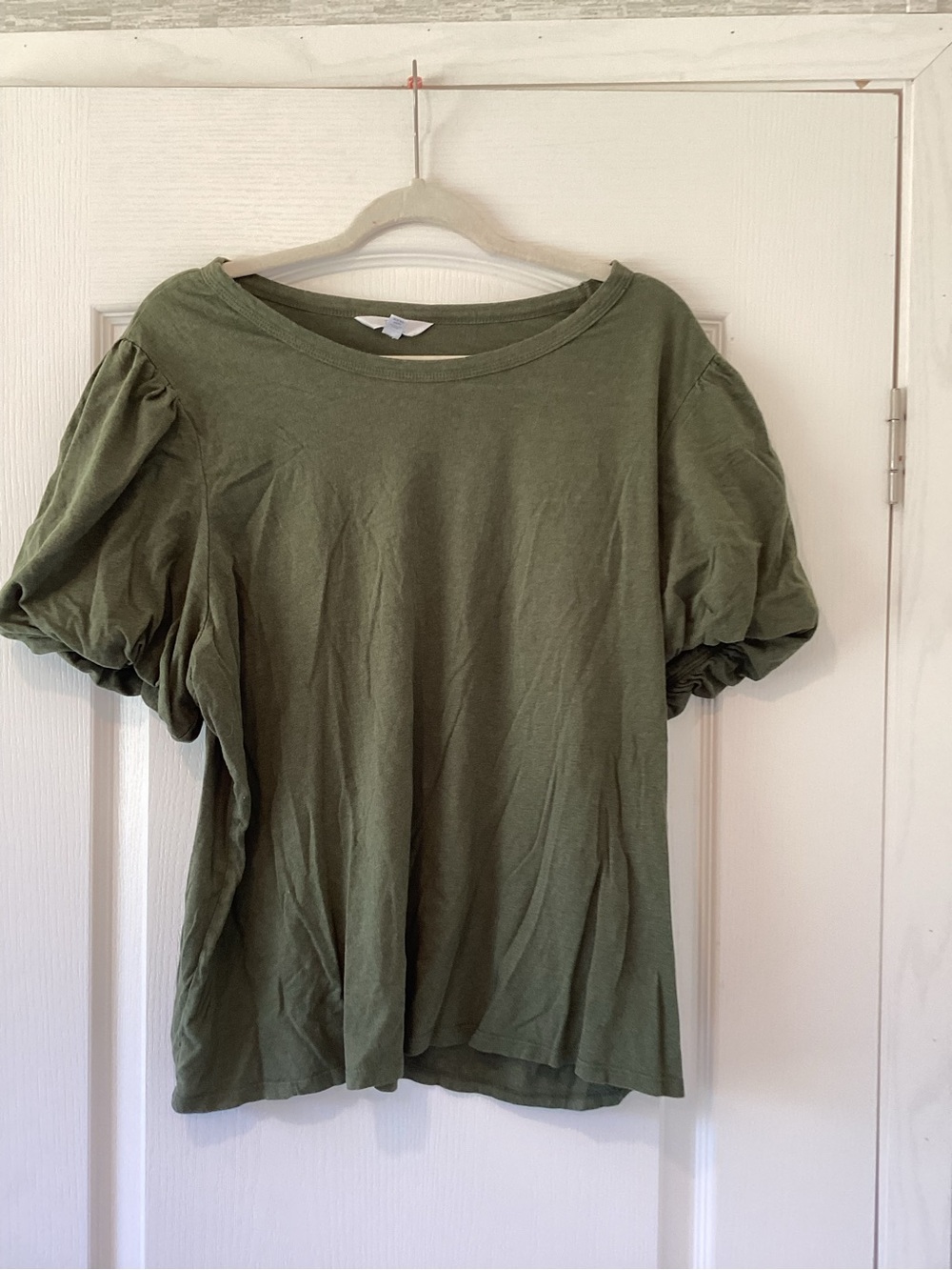 Time and Tru Olive Puff Sleeve Tee 3XL EUC